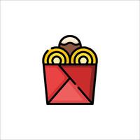 A red box with a hamburger in it vector
