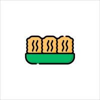 A green tray with three slices of bread vector