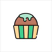 A cupcake icon with a green icing vector