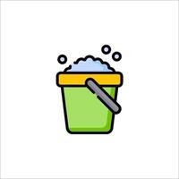A bucket with soap and a sponge icon vector