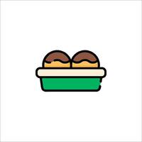 A green and brown container with two donuts inside vector