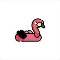 A cartoon flamingo floating on a white background vector