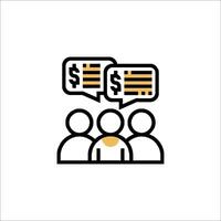 A group of people with speech bubbles above them vector