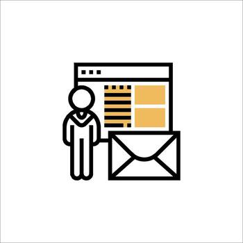 Email icon with a man and an envelope vector