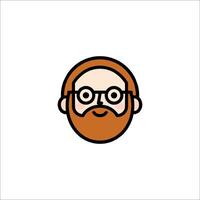 A man with glasses and a beard is shown in a flat line style vector
