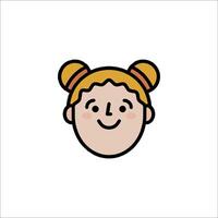 A girl with a ponytail is shown in a flat style vector