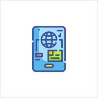 A phone with a globe icon on it vector