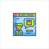 A person is talking to someone on a computer screen vector