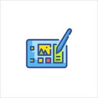 A tablet with a pen and a picture on it vector