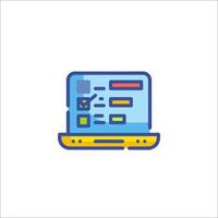 A laptop icon with a check box on it vector