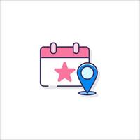 A calendar with a star on it and a pin on it vector