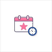 Calendar icon with a star and clock vector