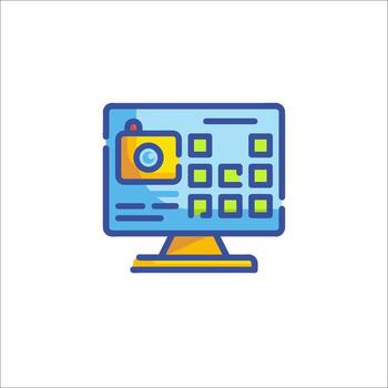 A computer monitor with a camera icon vector