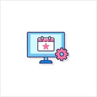 A computer monitor with a calendar icon vector