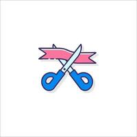 A pair of scissors with a ribbon on top vector