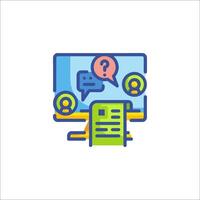 A computer screen with a question mark icon vector