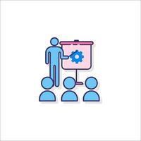 A man giving a presentation to a group of people vector