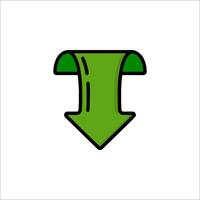 A green arrow pointing down on a white background vector
