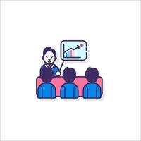 A man is giving a presentation to a group of people vector