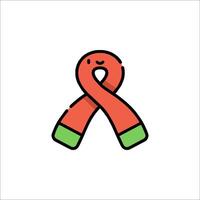 A red ribbon with a green bow on it vector