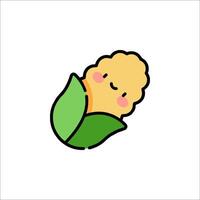 A cute corn with a leaf on it vector