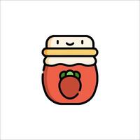 A strawberry jam jar with a smiley face on it vector