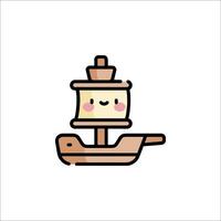 A cute little ship with a smiley face on it vector