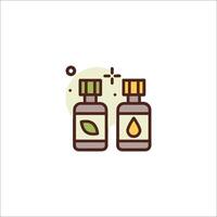 Two bottles of oil with leaves on them vector