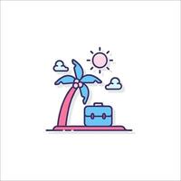 A suitcase and palm tree on a beach vector