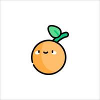 An orange with a green leaf on it vector