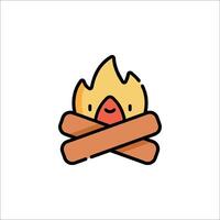 A cartoon fire with a stick in the middle vector