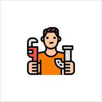 A man holding a wrench and a wrench wrench icon vector