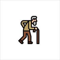 An old man walking with a cane icon vector