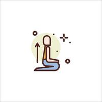 A man sitting in a yoga position with an arrow pointing up vector