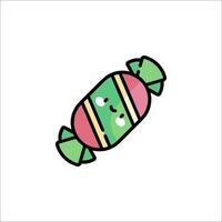 A candy with a face on it in a flat style vector
