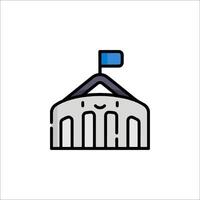 A building with a flag on top and a blue flag vector