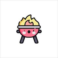 A cartoon bbq grill with a face on it vector