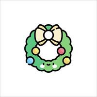 A christmas wreath with a bow on it vector