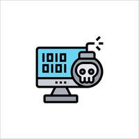A computer with a skull on it and a computer monitor vector