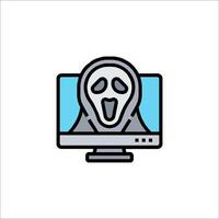 A computer screen with a ghost face on it vector