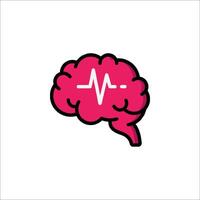 A pink brain with an ecg heartbeat icon vector