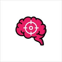 A pink brain with a target on it vector