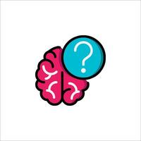 Brain icon with question mark illustration vector