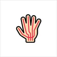 A hand with a red line on it vector