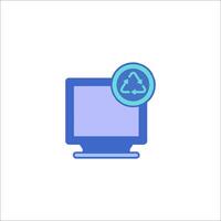 A computer with a recycle icon on it vector