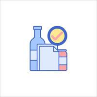 A bottle of wine and a check mark vector