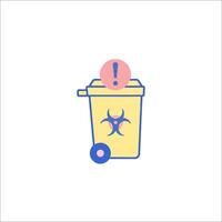 A yellow trash can with a biohazard symbol on it vector