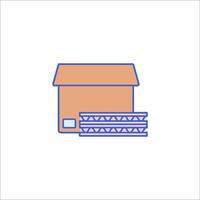 A box with a stack of bricks on top vector