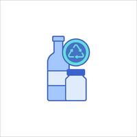 A bottle and a jar with a recycling symbol vector