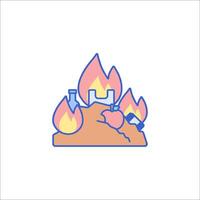 A fire and a bottle of water are on top of a mountain vector